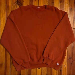 Vintage Russell Athletic Crewneck Sweatshirt Made in USA Burnt Orange Blank